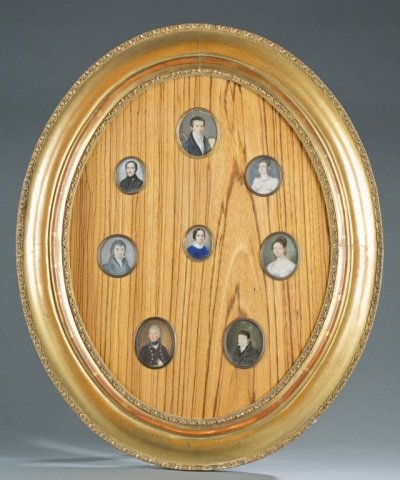 Group of 9 framed portrait miniatures. (1 of 10)