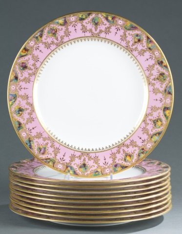 10 Pink, gold, and enamel Copeland jeweled plates. (1 of 4)