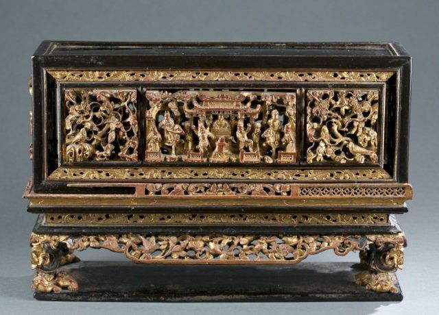 Chinese wood Sutra box. (1 of 6)