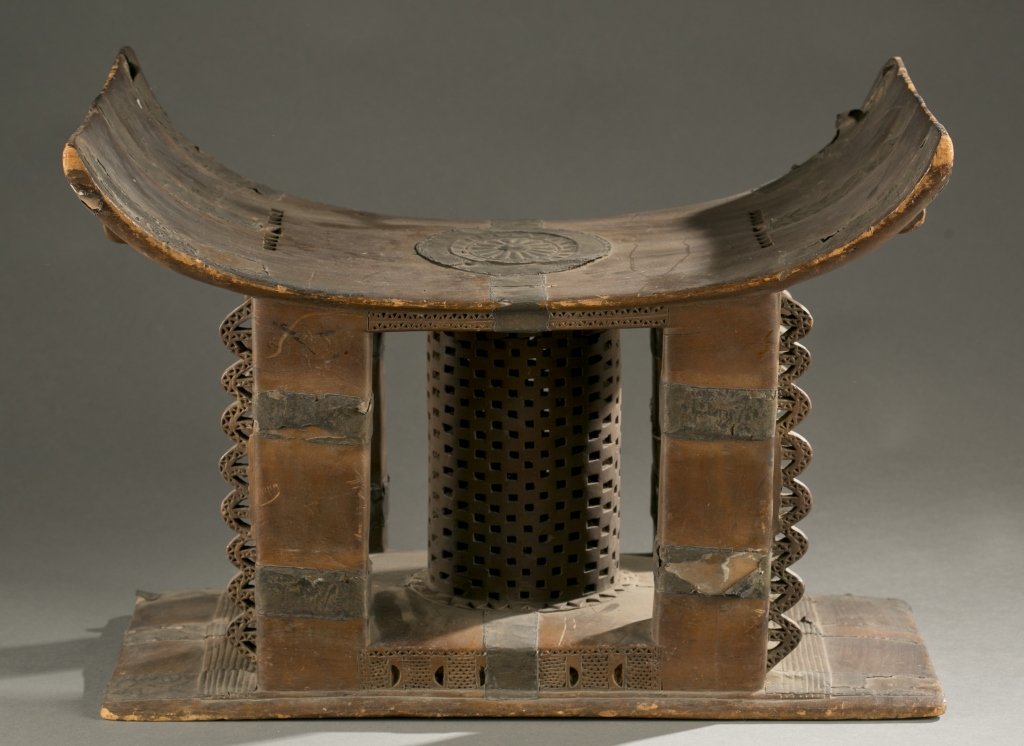 Asante stool with metal applique. (1 of 5)