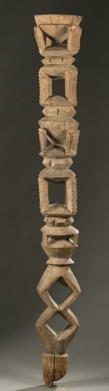 Two Nupe wooden house posts, 20th c. (1 of 10)