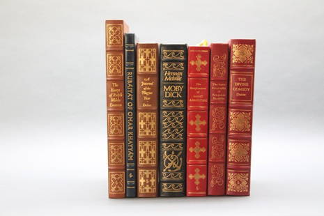 7 books: Defoe, Franklin, Emerson, Dante...: [Easton Press] 7 Titles. ++ THE AUTOBIOGRAPHY OF BENJAMIN FRANKLIN. (1976). ++ Dante Alighieri. THE DIVINE COMEDY. (1978). ++ RUBAIYAT OF OMAR KHAYYAM. (1976). Minor foxing to frontis. ++ (Daniel