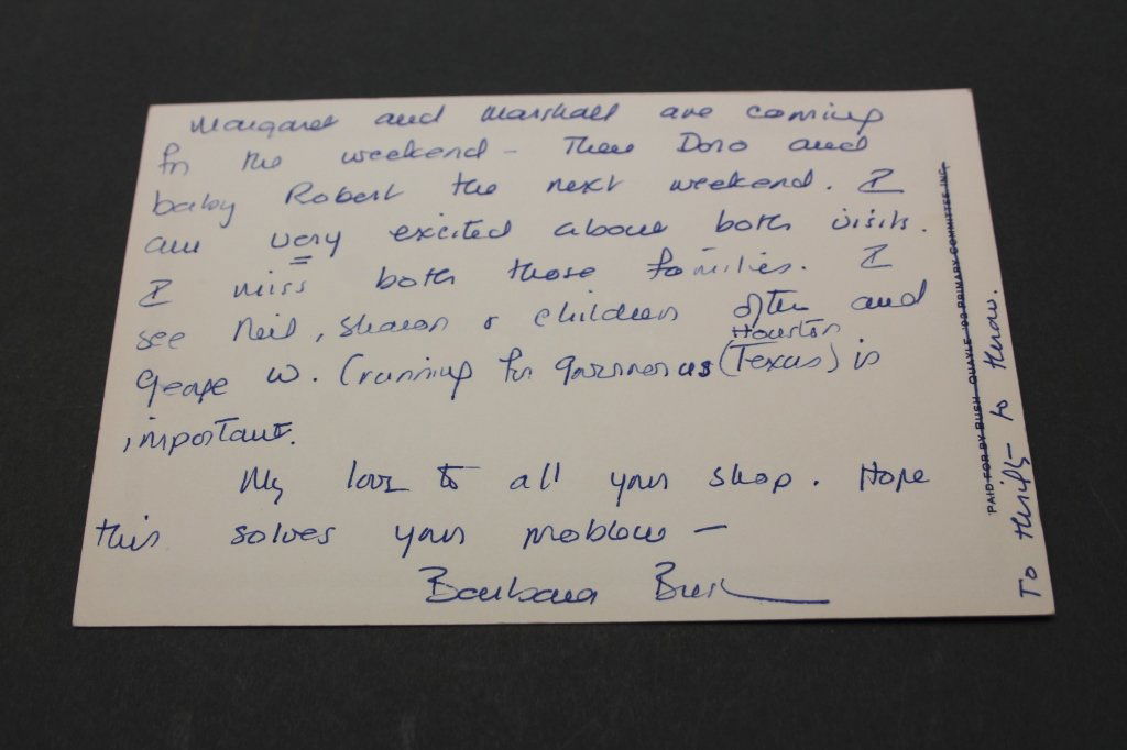 7 Items: Barbara Bush. 4 ALSs, 3 autograph replies (1 of 4)