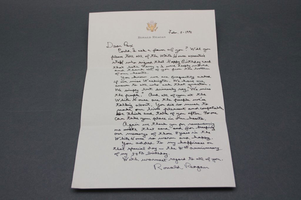 Ronald Reagan. ALS to Scouten, Chief Usher 1969-86 (1 of 1)