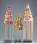 A group of three beaded crowns.