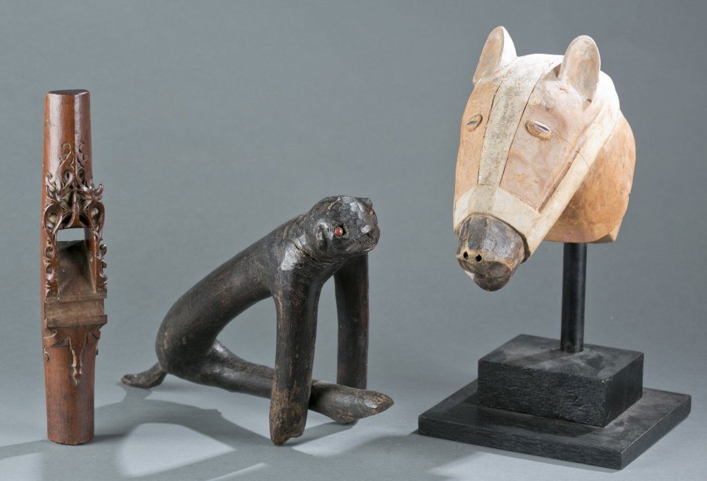 A group of three wooden ethnographic objects. (1 of 7)