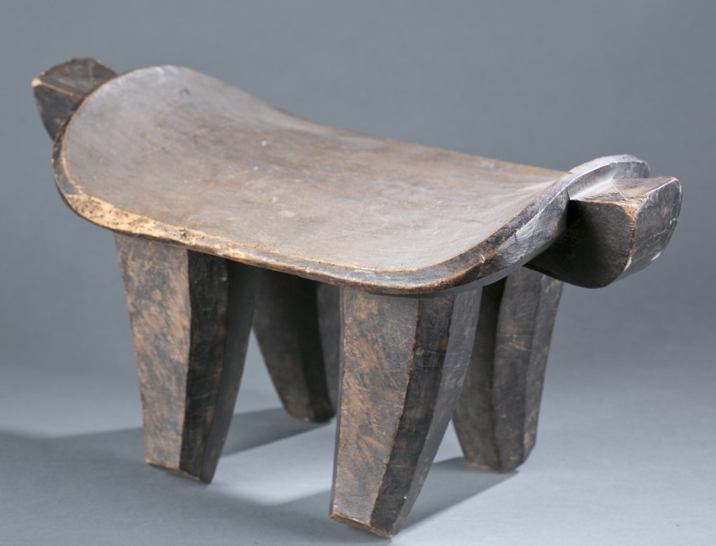 4 legged wooden stool. 20th century. (1 of 4)