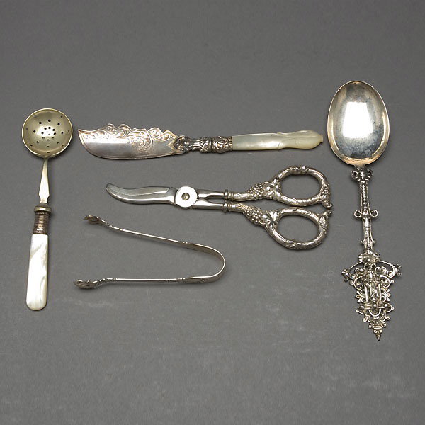 Misc Mother-of-Pearl Silver Flatware Grping