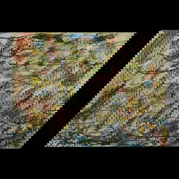 Pascal Cucaro Festive Party Scene American Art: Pascal Cucaro. American, 20th Century. Festive Party Scene. Oil on Masonite with Heavy Varnish. {9 x 12 Inches.} Signed u/c: Cucaro. (In good condition, light surface abrasions. Unframed.)