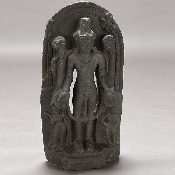 SUPERB PALA INDIA BLACK STONE OF VISHNU INDIAN ART