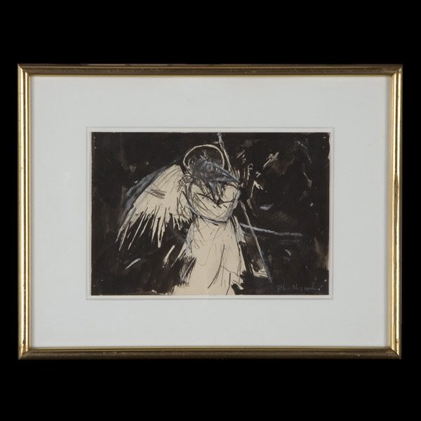 John Alexander, Contemporary American Art 1988: John Alexander American, 20th Century Angel of Mercy II, 1988 Ink and Oil Stick on Paper Sheet: 7 x 10 1/4 Inches Signed l/r: John Alexander (In good condition. Framed, not examined out of the frame)