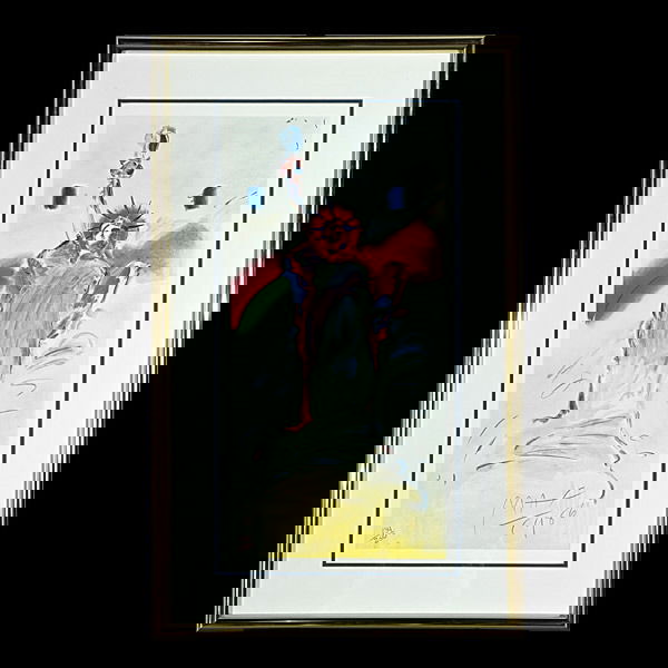 Peter Max Contemporary Art, Statue of Liberty 1986: Peter Max. American b. 1937. Statue of Liberty, 1986. Lithograph printed in colors. Image: 31 1/2 x 15 Inches. Signed and dated in image l/r: Max 1986. (In extremely good condition.)