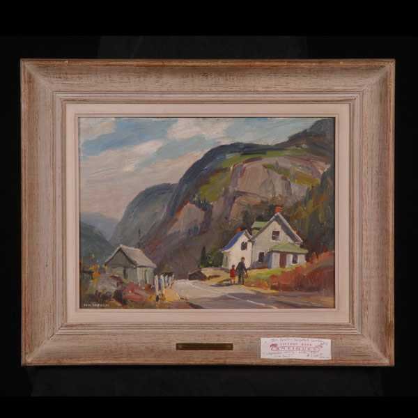 Tom Roberts, Grandes Piles, Zil Painting: Tom Roberts Canadian, b. 1909. September Morning: Grandes Piles. Zil on Masonite. 12 x 16 Inches ( 30.48 x 40.64 cm). Signed l/l: Tom Roberts. In extremely good condition, two very minor spots of inpa