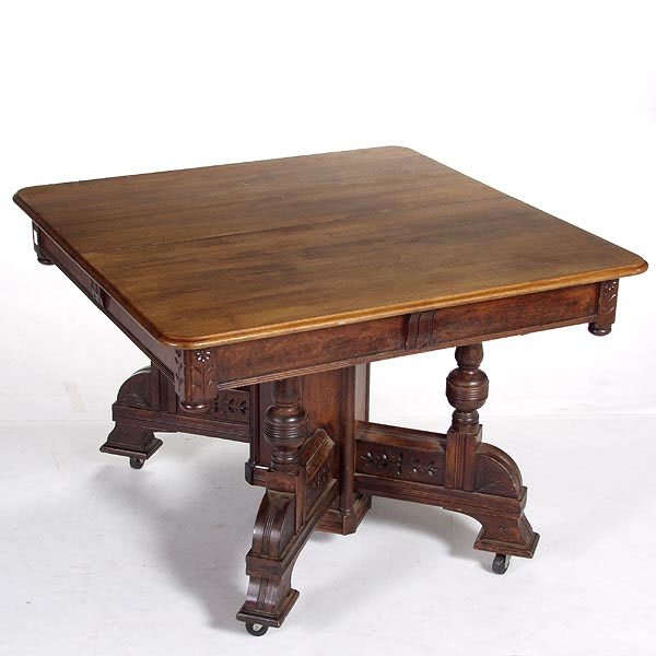 Victorian Eastlake Style Dining Table: Late Victorian eastlake Style Dining Table c1890 44 inches across the top, 30 inches tall