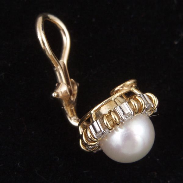 18K YG Tiffany Pearl & Diamond Earrings - 3