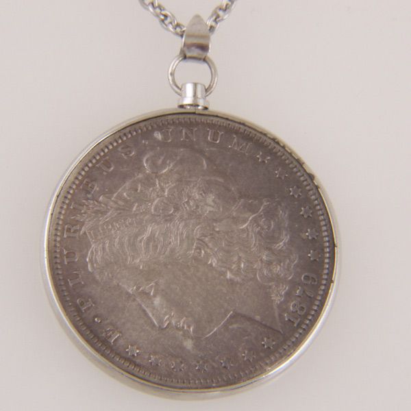 Silver Dollar Necklace: Silver Dollar Necklace with silver chain diameter is approximately 1.5 inches