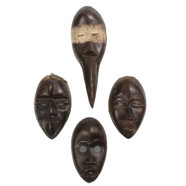 AFRICAN ART FOUR DAN MINIATURE PASSPORT MASKS