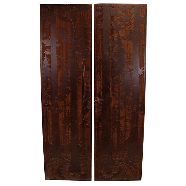 Pair of Carved Redwood Doors