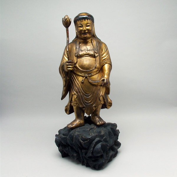 Chinese Gilt and Polychromed Wood Figure