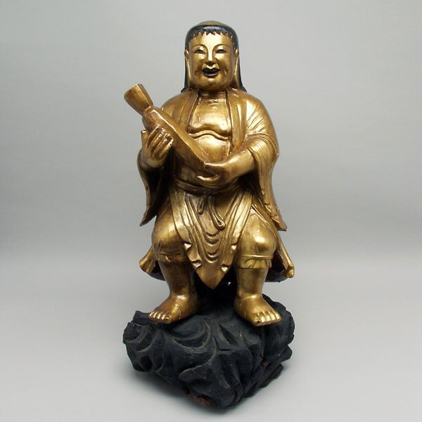 Chinese Gilt and Polychromed Wood Figure
