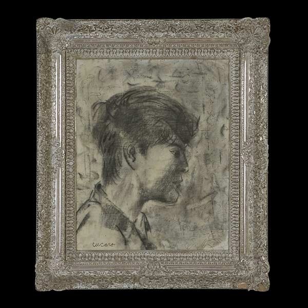 P. Cucaro. American Art Portrait of Angelique: Pascal Cucaro. American, b. 1915. Portrait of Angelique. Oil Sketch on Canvas. {20 x 16 Inches}. Signed l/l: Cucaro. (In good condition, varnish is lightly yellowed).