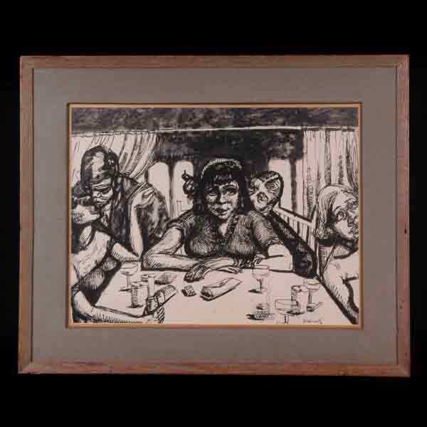 Berkowitz, Night Club, Pen and Ink.