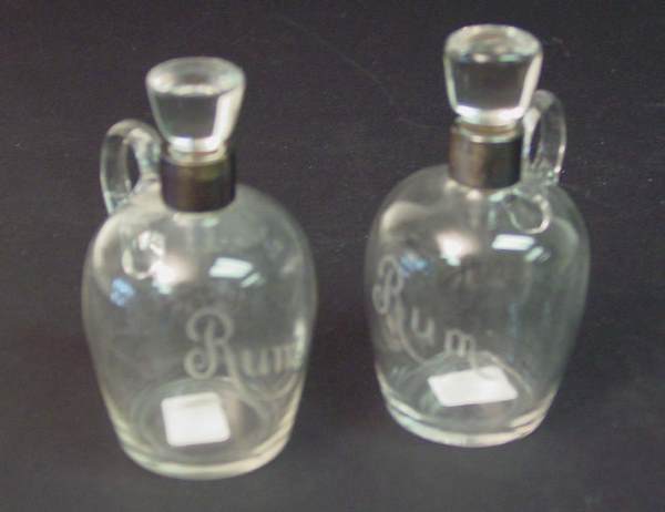 Hawkes Brilliant Cut Glass Rum Jugs.