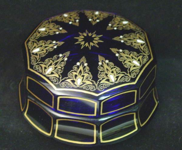 Bohemian Glass Dresser Covered Box