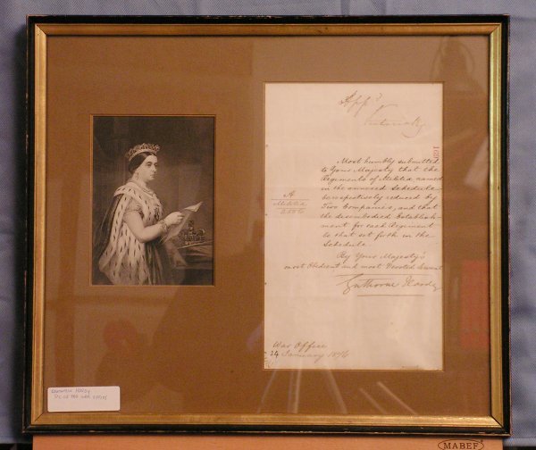 Grathorne Hardy, Sec of War, ALS, to Queen Victori