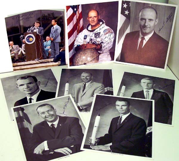 Astronaut Signed Photographs: Astronaut Signed Photographs. Eight photographs, two color, six black and white, signed by Thomas P. Stafford (Gemini 9), John Young and Bob Crippin, David Scott (Gemini 8), James A. Lovell Jr. (Gemin