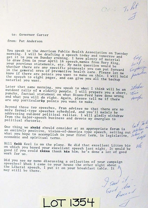 Jimmy Carter AN on Memo