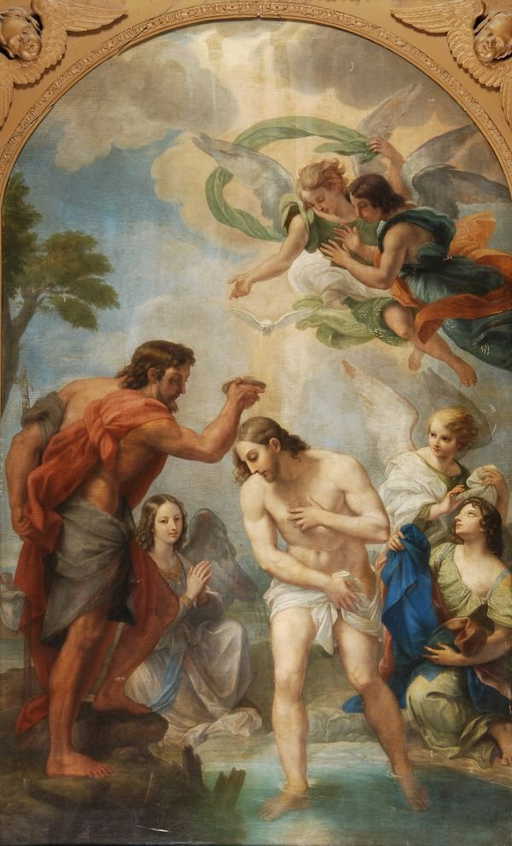 After Carlo Maratta The baptism on Christ Oil on c