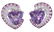A pair of amethyst, diamond and pink sapphire heart ear