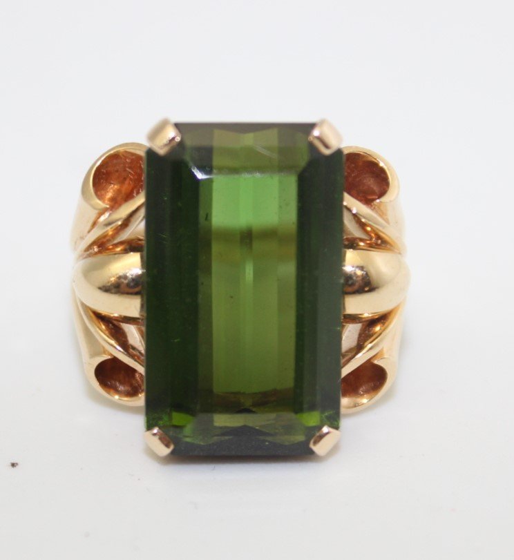 14K GOLD GREEN TOURMARINE RING (1 of 2)