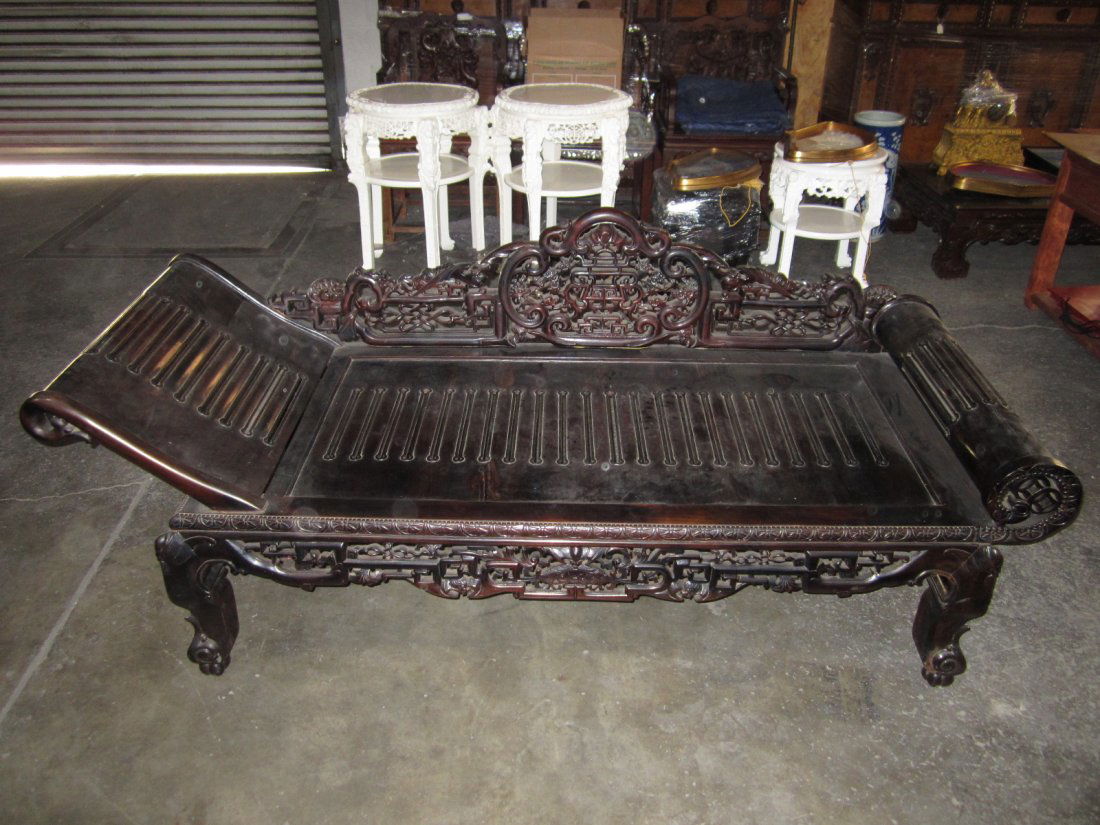 Chinese Rosewood Opium Bed: 78"W. x 32"D. x 31 1/2"H.