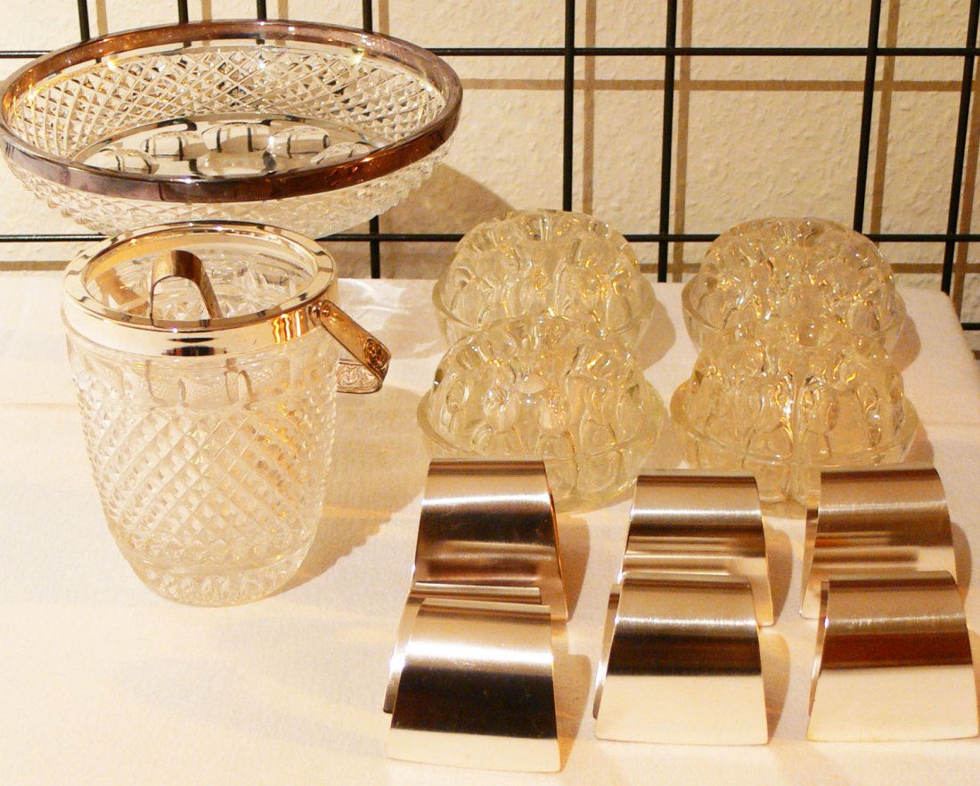 Lot Bleikristall und Serviettenringe dabei 4 Kerzenstän (1 of 1)