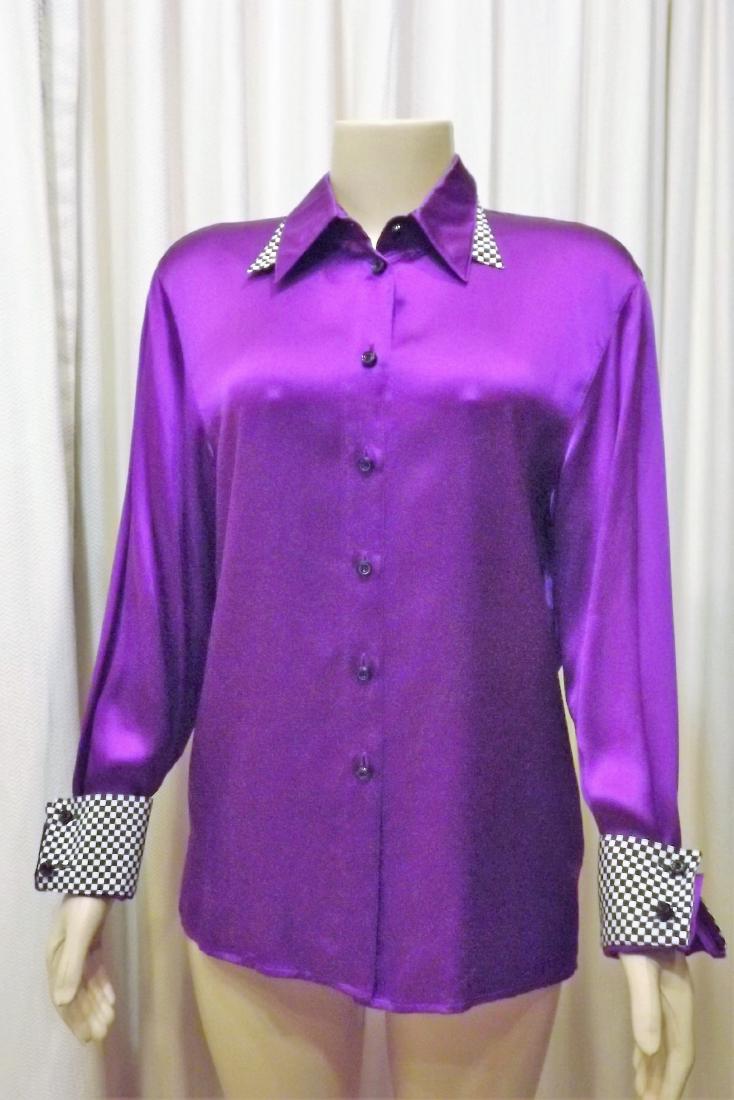 Escada by Margaritha Ley Blouse, Purple with Checked (1 of 2)
