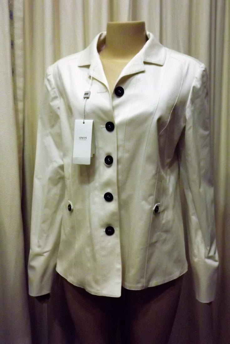Armani collezioni White Brushed Twill Jacket, Size 12, (1 of 3)