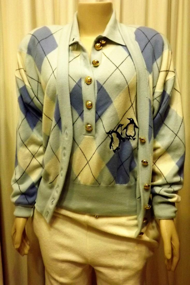 Escada Sweater Set, Blue and White Argyle Pattern with (1 of 2)