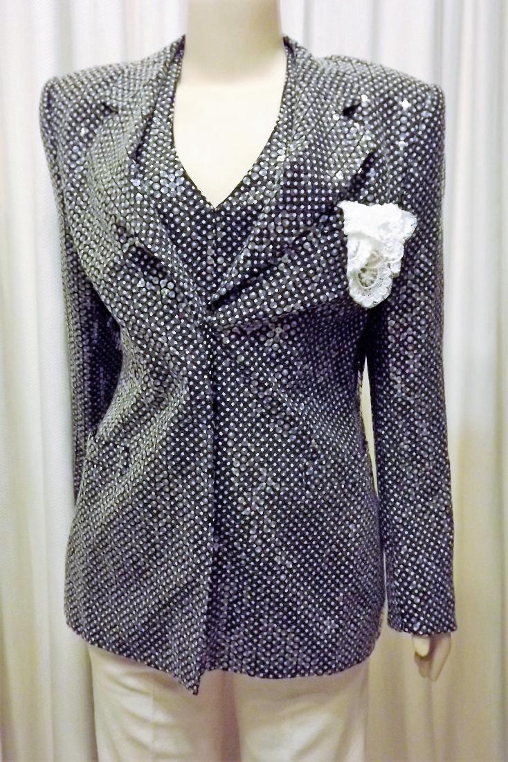 Escada Sequined Black Blazer with Halter Top, Size 40: Escada Sequined Black Blazer with Halter Top, Size 40