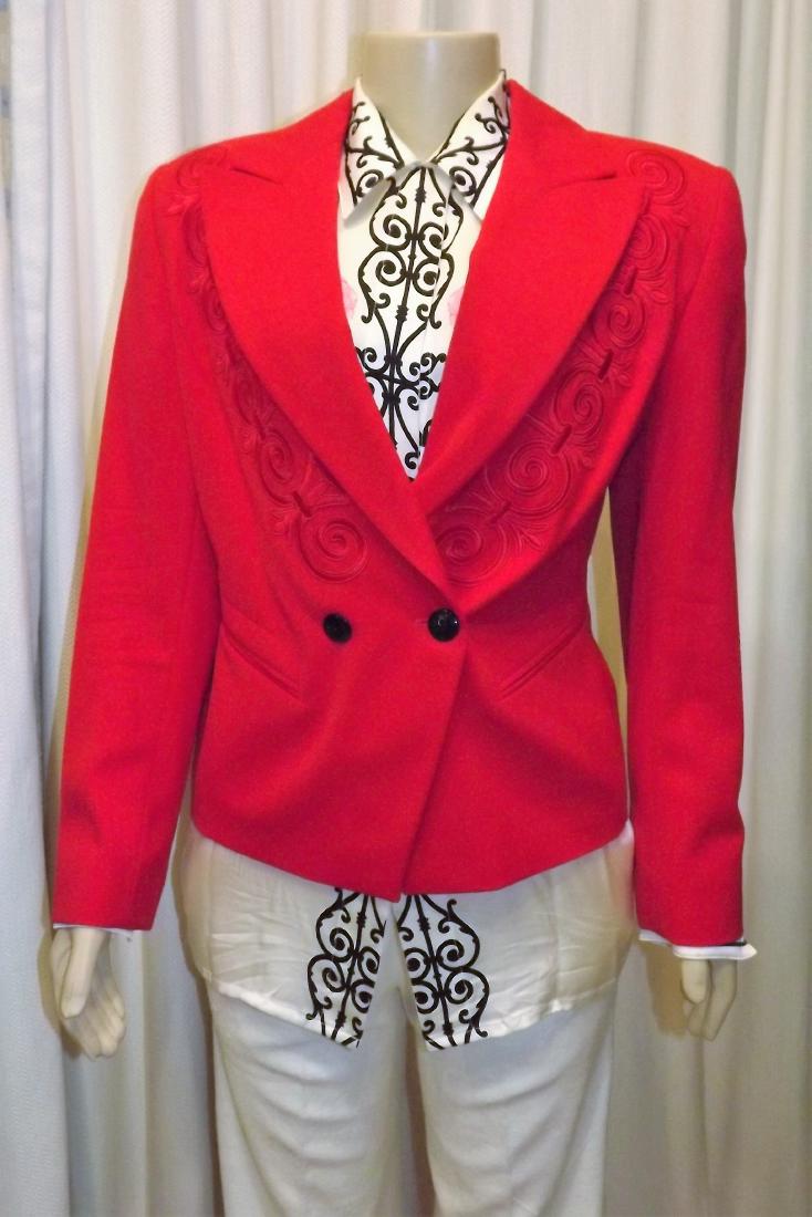 Escada 100% Silk Blouse (size 36) with Red Short Jacket (1 of 4)