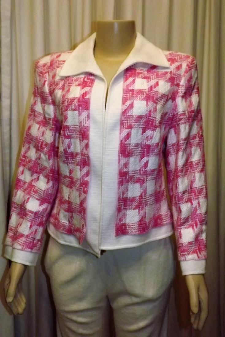 Escada Pink and White Jacket, Open/No Buttons: Escada Pink and White Jacket, Open/No Buttons