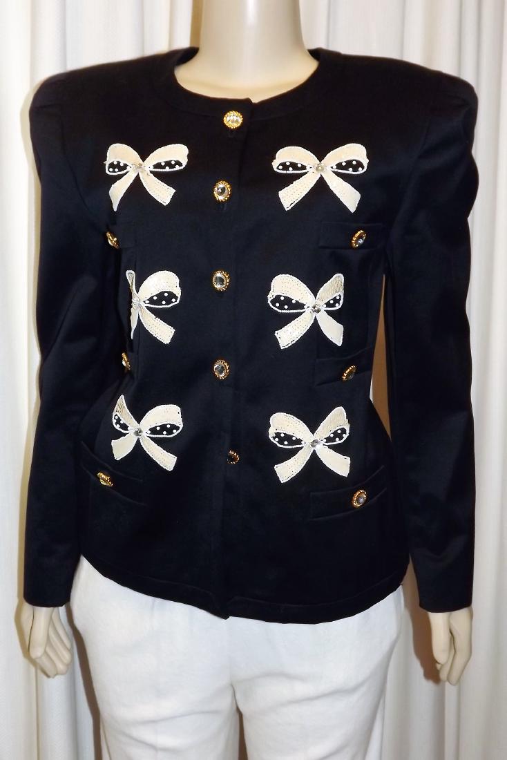 Escada Jacket, Size 40, Black with Cream Sequin Ribbons (1 of 2)