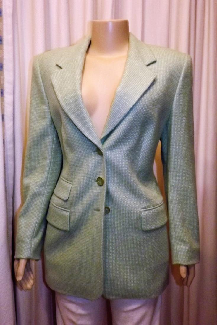 Escada Green and Cream Tweed Cashmere Jacket, size 38 (1 of 2)