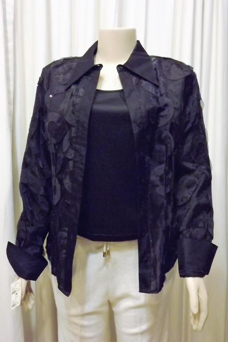 Samuel Dong Black Tank and Sheer Blouse with Sequins,: Samuel Dong Black Tank and Sheer Blouse with Sequins, New with Tags, Retail $140