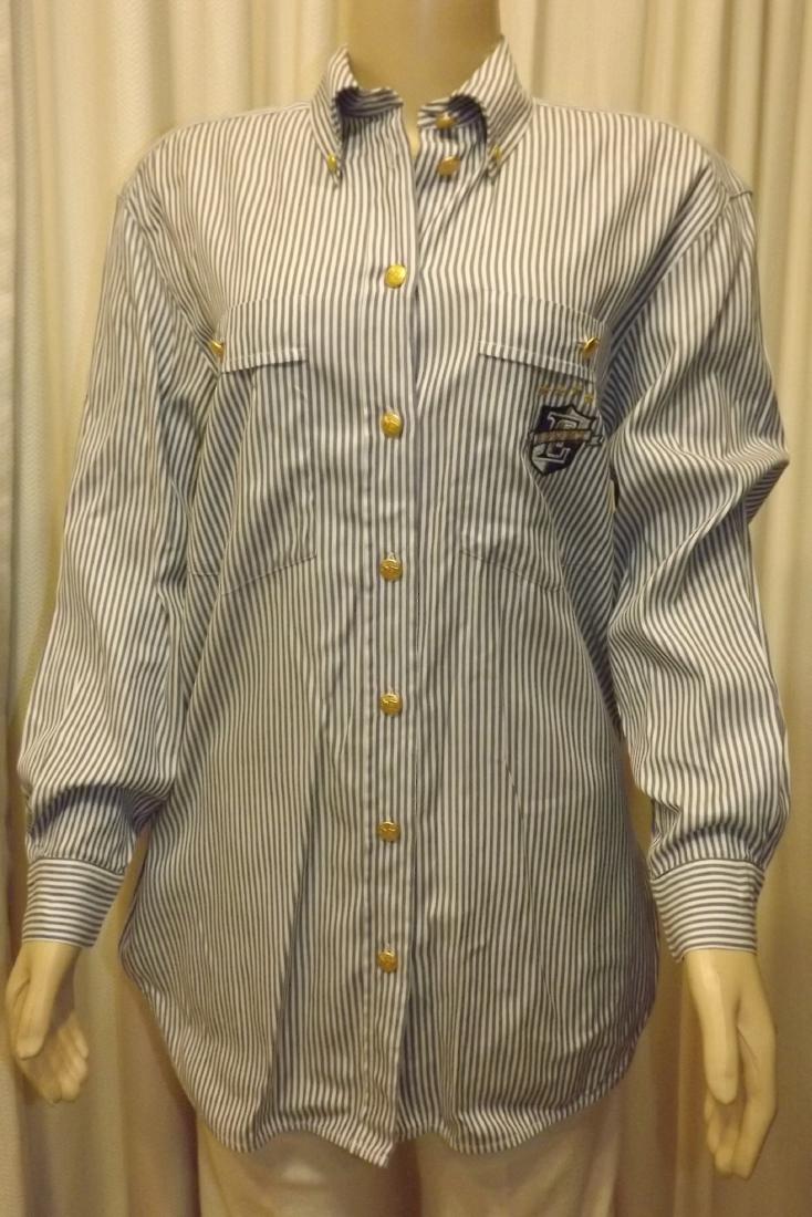 Escada Sport Button Down, Size Small, Blue and White (1 of 3)