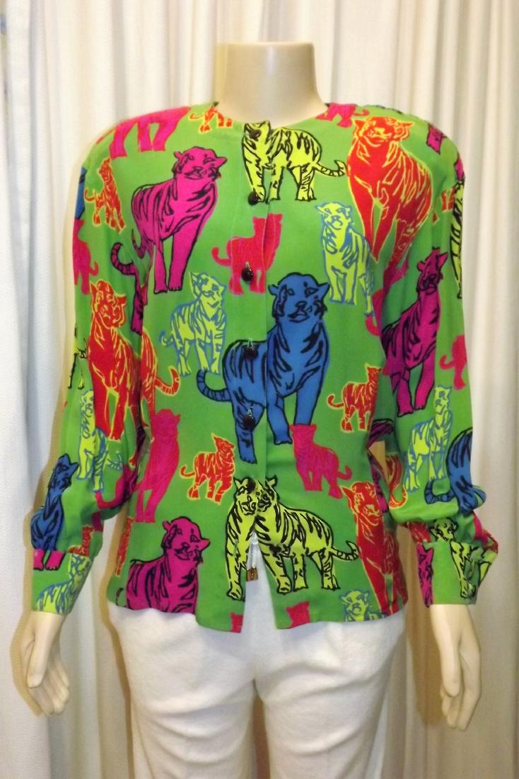 Escada 100% Silk Colorful Animal Print Button Down (1 of 2)