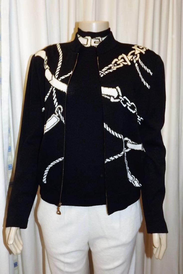 St. John and Marie Gray Black Sweater with white Belt (1 of 2)