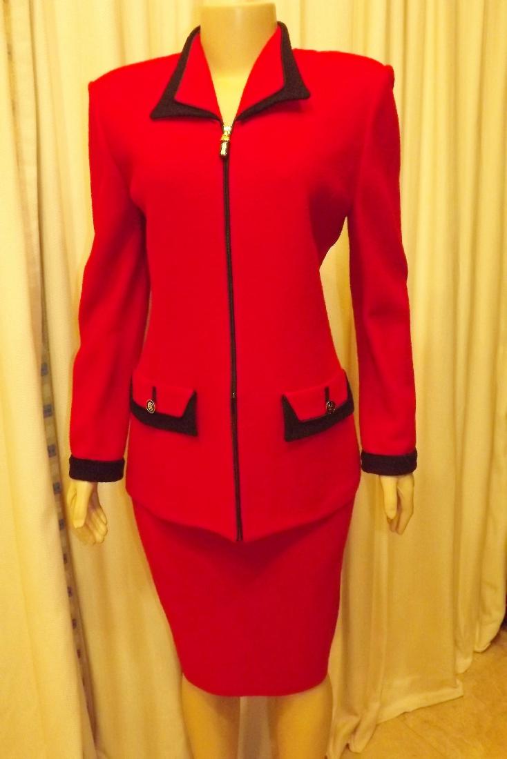 St John Red Skirt Suit, Size 8 (1 of 2)