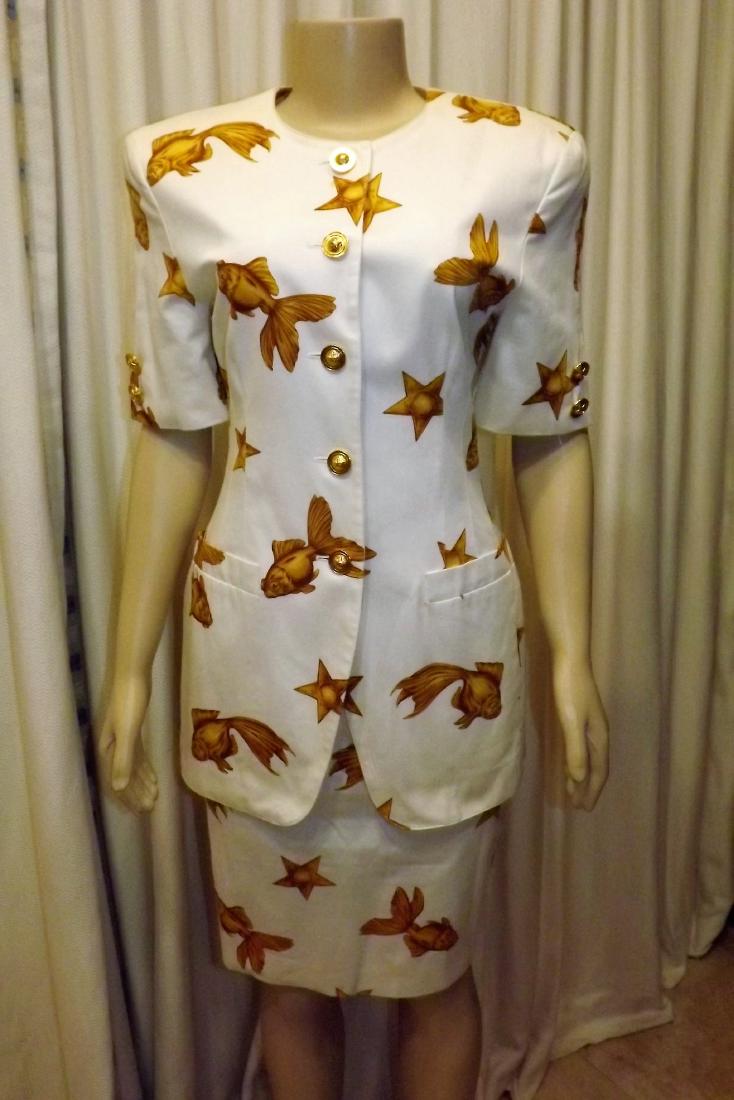 Escada Jacket and Skirt, White with Gold Goldfish and (1 of 2)